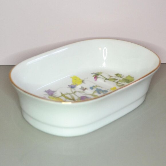 Vintage Decorative Ceramic 3 Piece Bath Set Enesco Japan Butterflies And Flowers - Picture 9 of 12